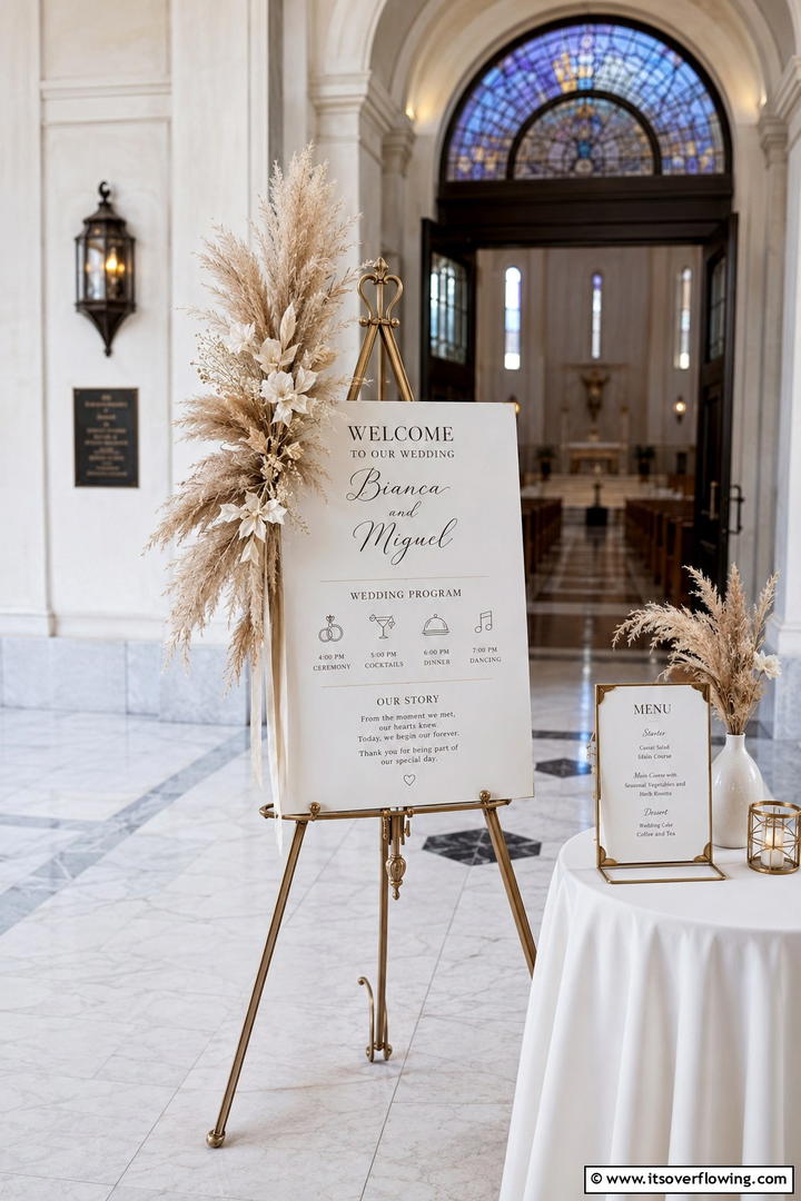 Personalized Pampas Wedding Programs - 30 Pampas Grass Wedding Decor Ideas for Boho Chic Vibes