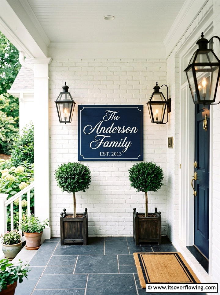 Personalized family name sign porch - 25 front porch ideas with signs and quotes