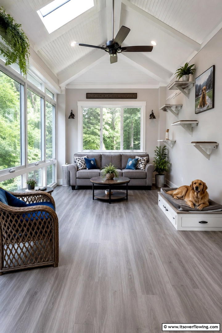 Pet Friendly Sun Haven - 30 Small Sunroom Ideas for Bright, Multi-Functional Spaces
