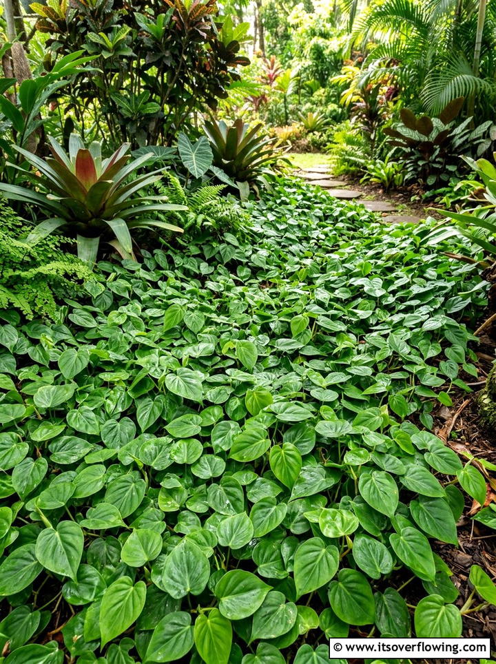 Philodendron ground cover - 25 garden design ideas with tropical foliage