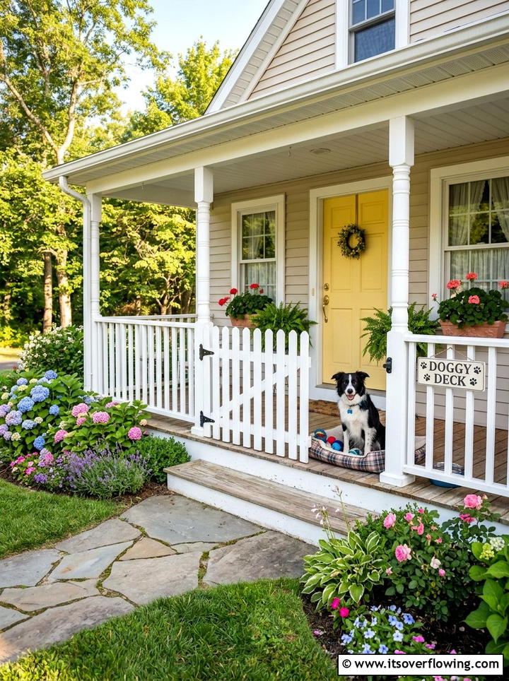 Picket Fence Porch For Dogs - 25 front porch ideas with dog friendly setup