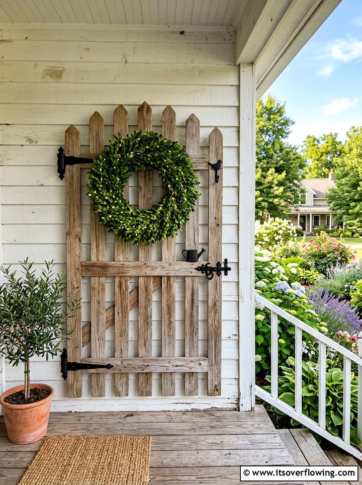 Picket fence garden gate - 25 front porch ideas with repurposed furniture