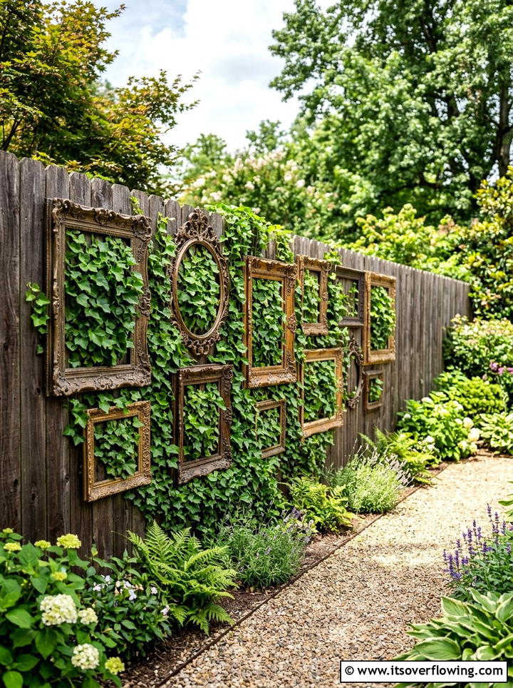 Picture Frame Garden Art - 25 upcycled garden ideas for year round decor