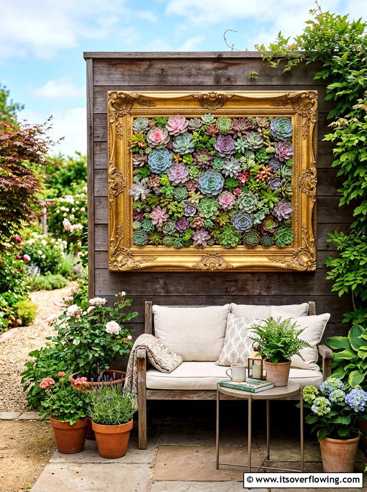 Picture Frame Succulents - 25 cheap garden ideas with vertical gardens