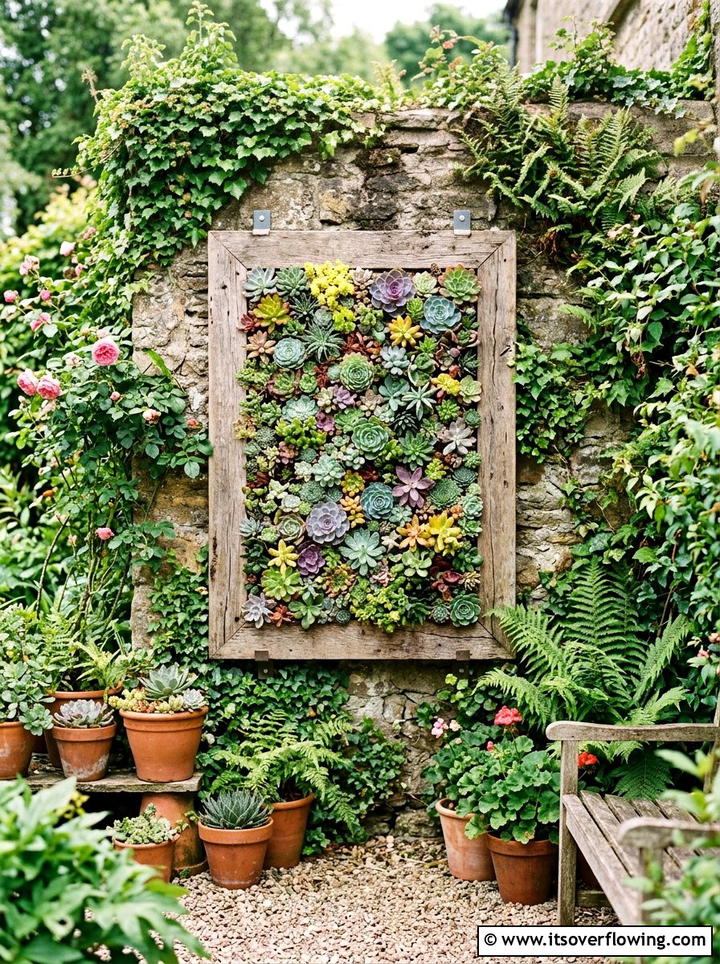 Picture Frame Vertical Garden - 25 upcycled garden ideas with succulent planters