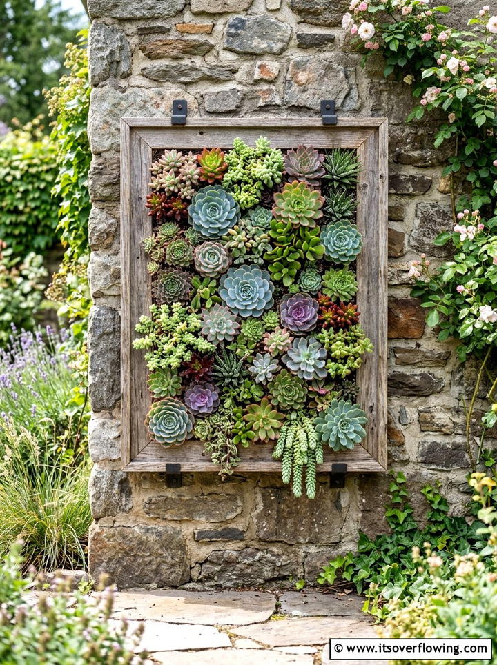 Picture frame succulent garden - 25 reusing old things ideas for vertical garden