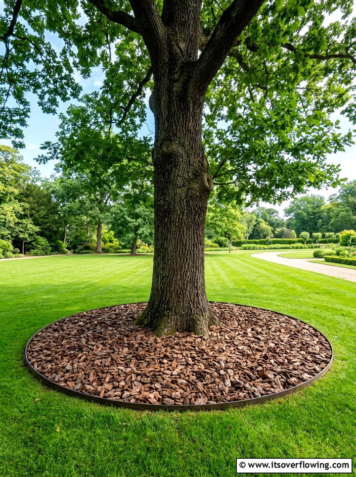 Pine Bark Tree Ring - 25 cheap garden ideas with mulch