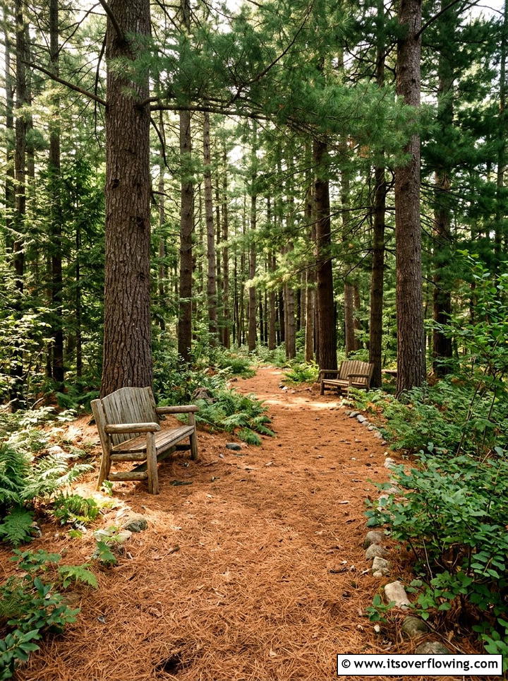 Pine Needle Ground Cover - 25 cheap garden ideas with no grass landscaping