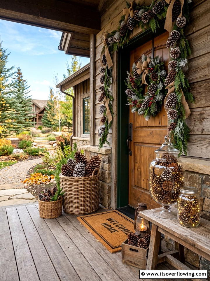 Pinecone Front Porch Decor - 25 front porch ideas with winter decor