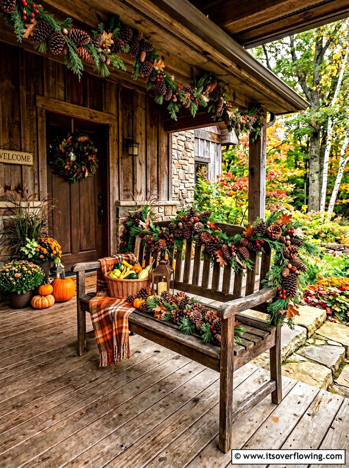 Pinecone Garland Fall Porch - 25 front porch decor ideas with garlands