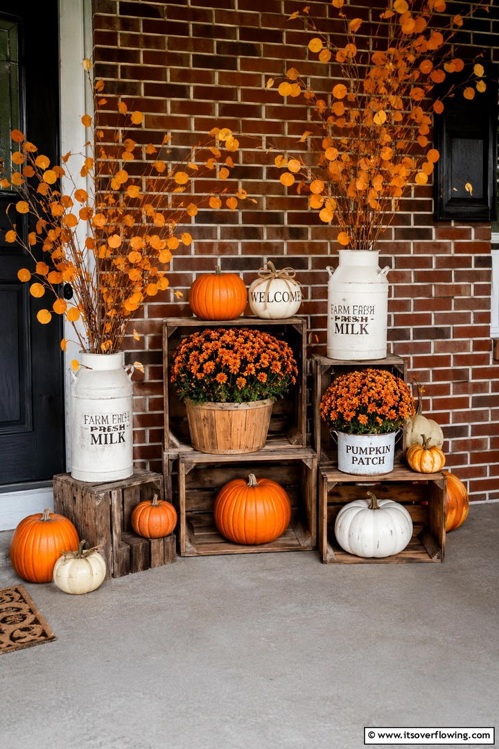 Pinecone and Acorn Natural Element Porch - 50 Fall Porch Decor Ideas for Welcoming Outdoor Spaces