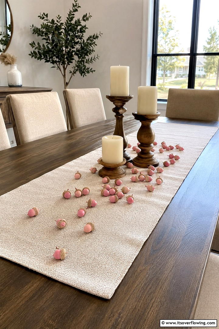 Pink Acorn Accents - 50 Pink Fall Decor Ideas Roundup- Soft Seasonal Vibes