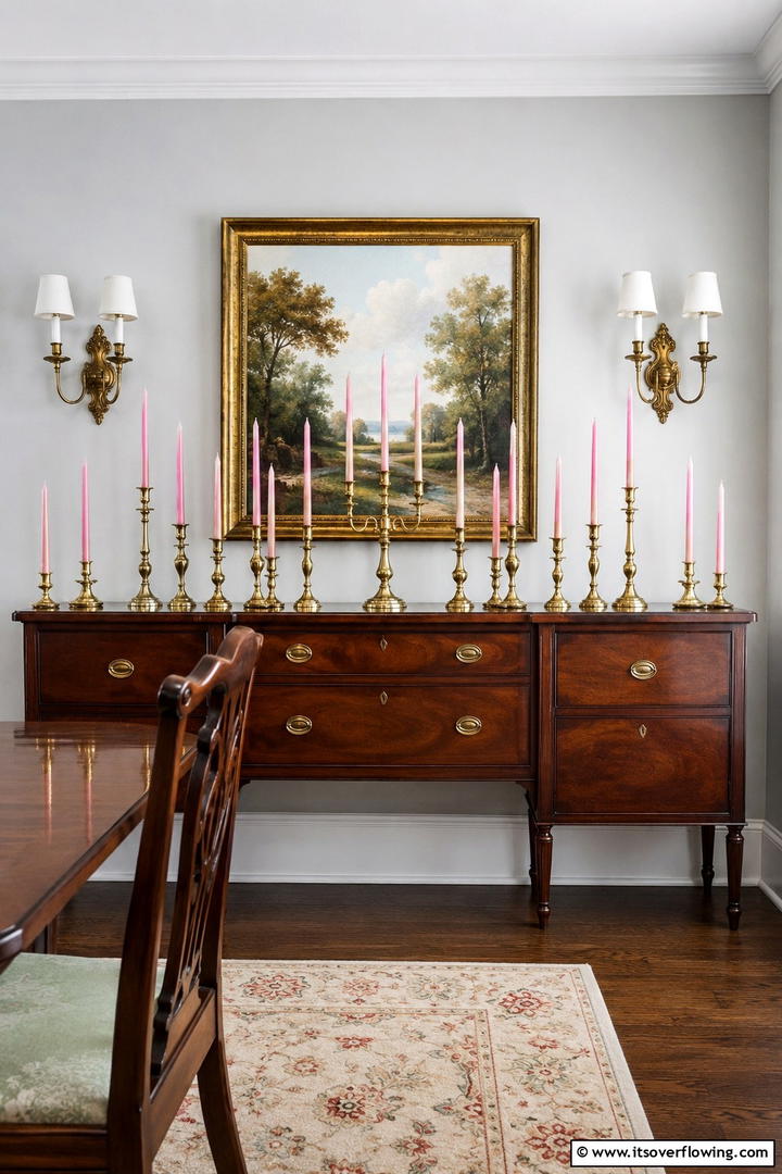 Pink Candlestick Collection - 50 Pink Fall Decor Ideas Roundup- Soft Seasonal Vibes