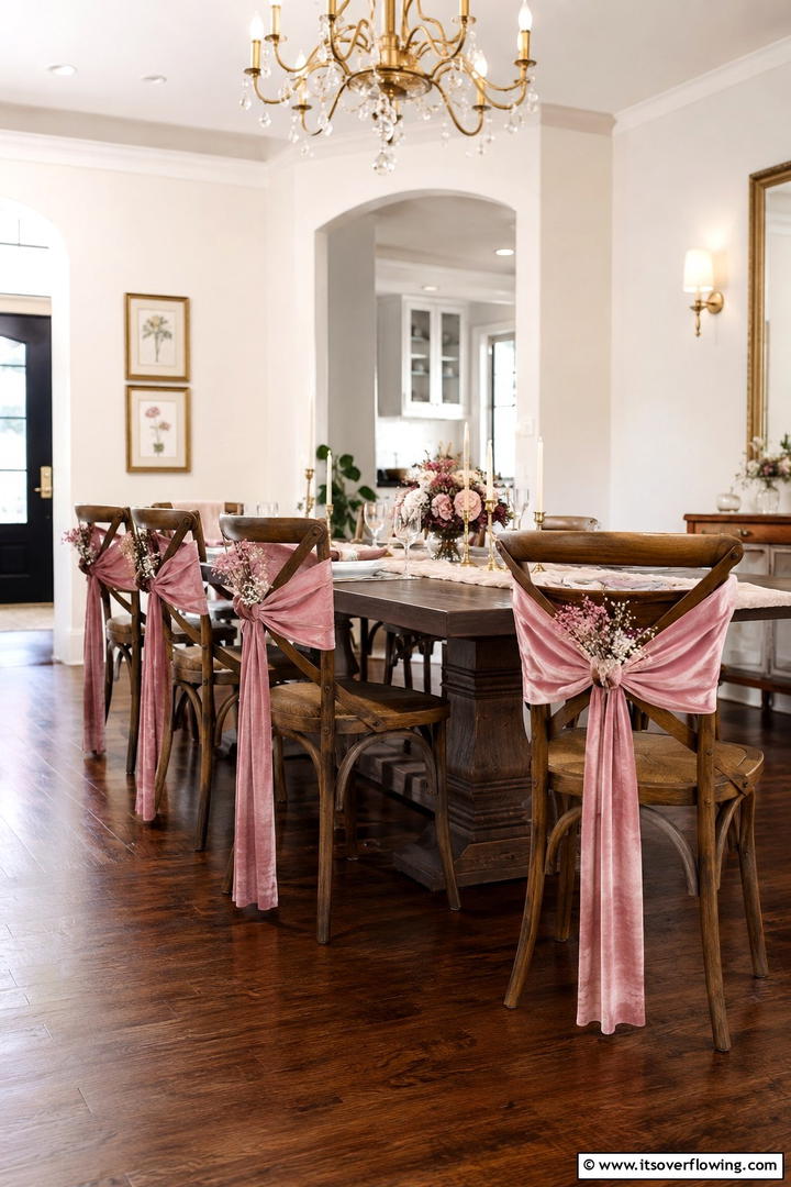 Pink Dining Chair Ribbons - 50 Pink Fall Decor Ideas Roundup- Soft Seasonal Vibes