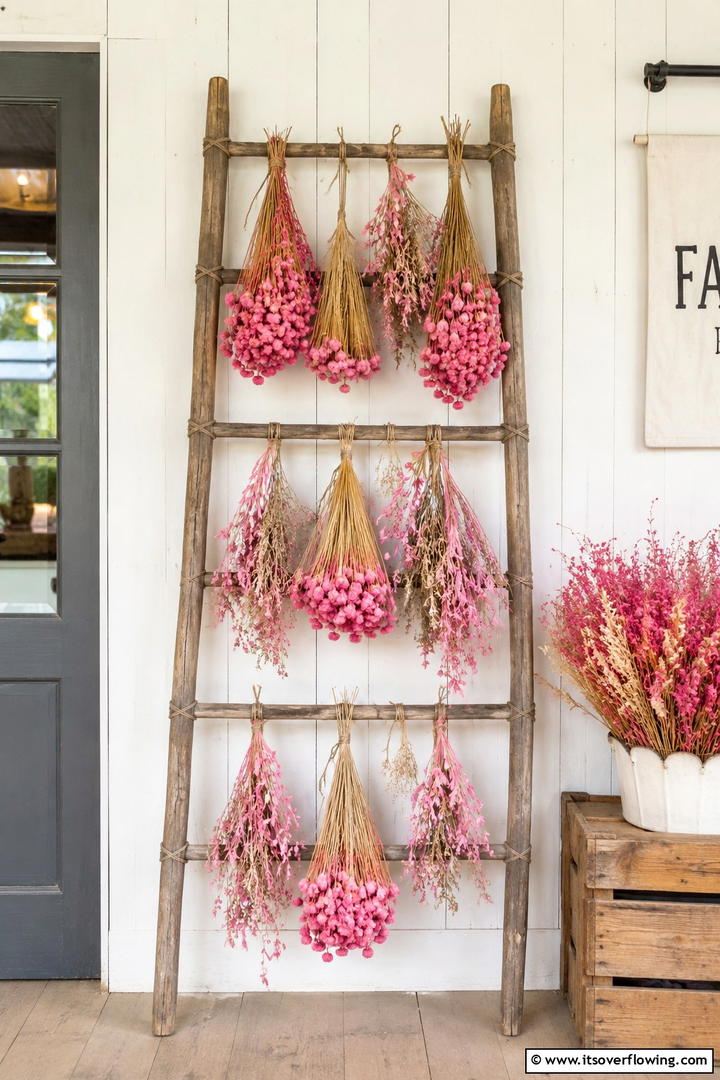 Pink Dried Flower Bundles - 50 Pink Fall Decor Ideas Roundup- Soft Seasonal Vibes
