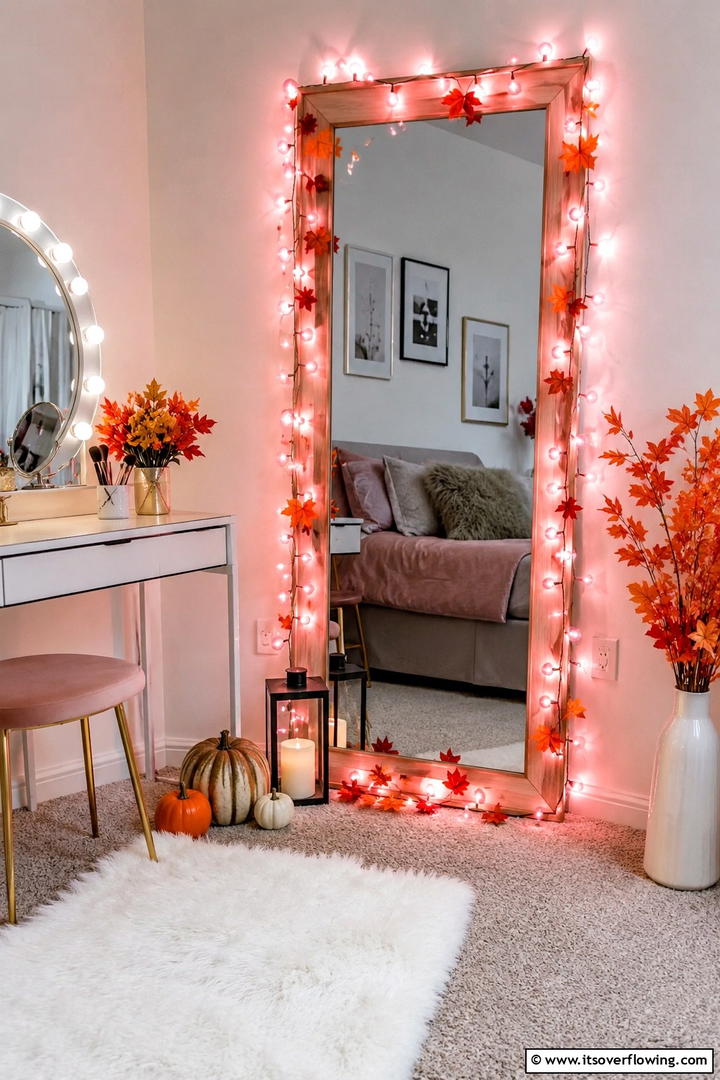 Pink Fairy Lights - 50 Pink Fall Decor Ideas Roundup- Soft Seasonal Vibes