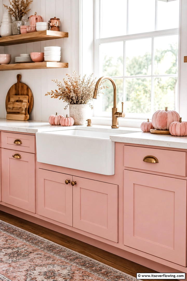 Pink Farmhouse Sink Display - 50 Pink Fall Decor Ideas Roundup- Soft Seasonal Vibes