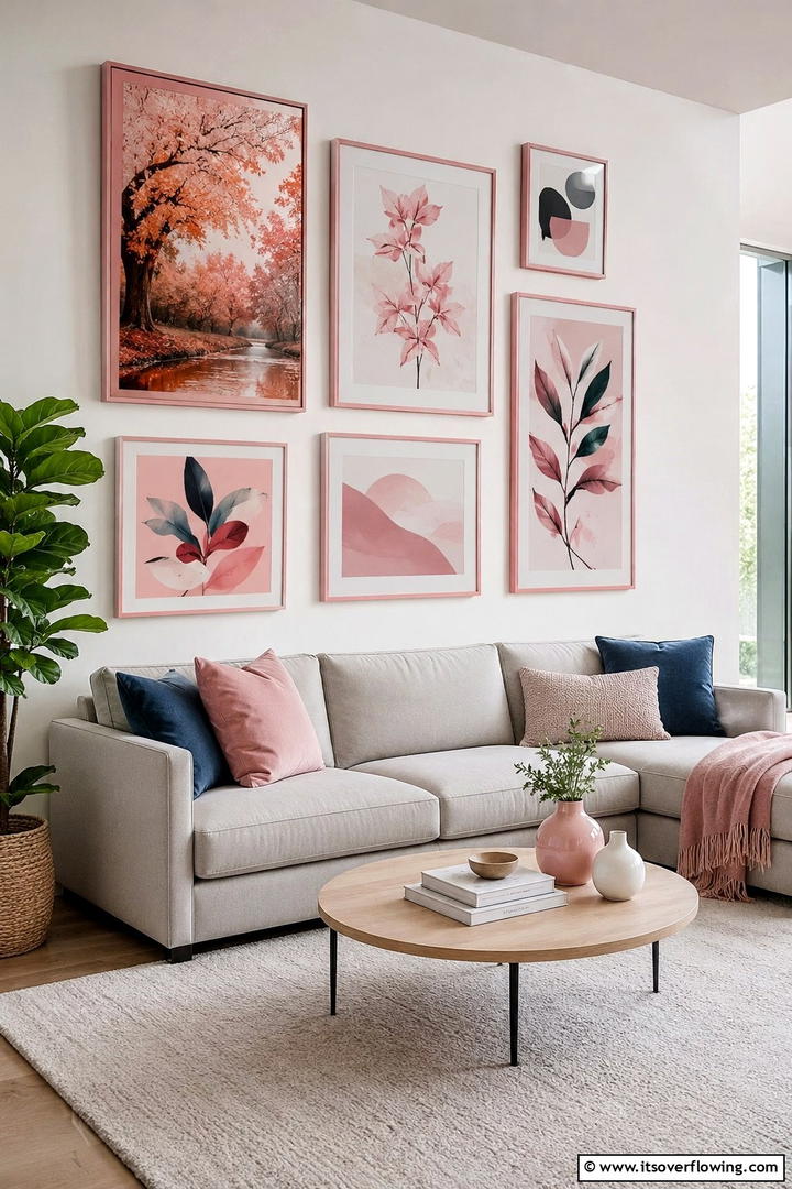 Pink Framed Artwork - 50 Pink Fall Decor Ideas Roundup- Soft Seasonal Vibes