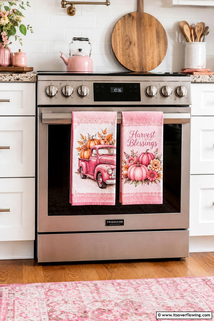 Pink Kitchen Towels - 50 Pink Fall Decor Ideas Roundup- Soft Seasonal Vibes