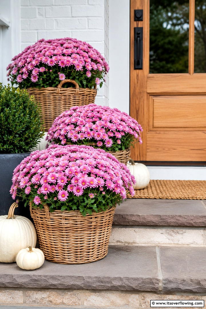 Pink Mum Arrangements - 50 Pink Fall Decor Ideas Roundup- Soft Seasonal Vibes