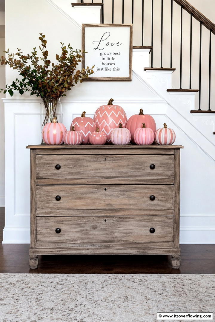 Pink Painted Pumpkins - 50 Pink Fall Decor Ideas Roundup- Soft Seasonal Vibes