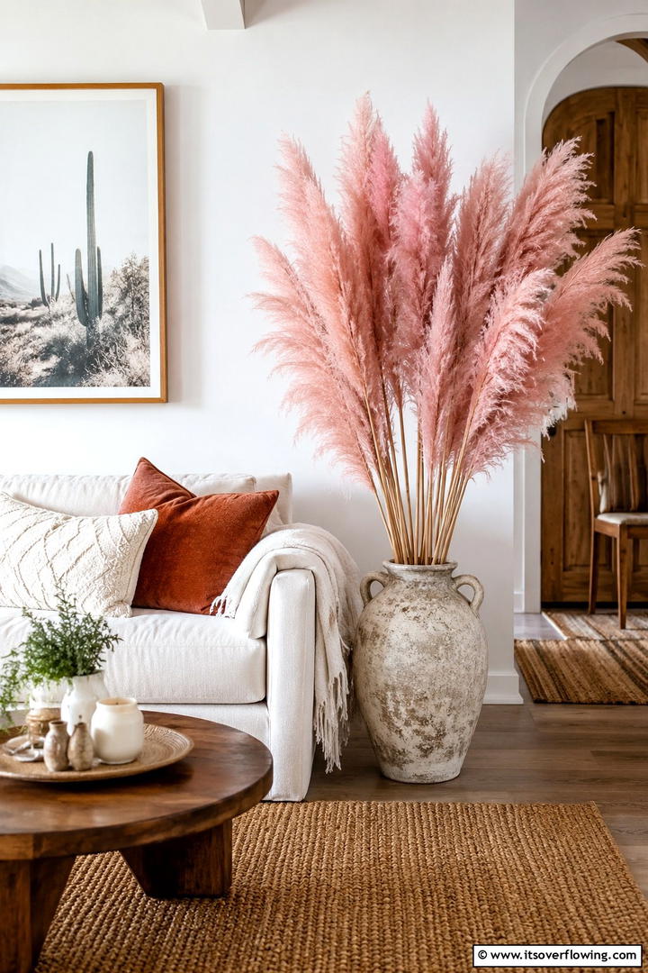 Pink Pampas Grass - 50 Pink Fall Decor Ideas Roundup- Soft Seasonal Vibes