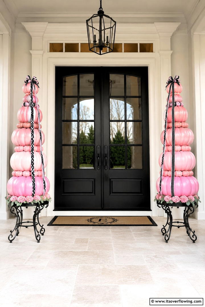 Pink Pumpkin Topiary - 50 Pink Fall Decor Ideas Roundup- Soft Seasonal Vibes