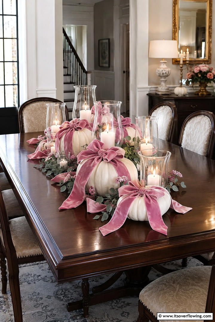 Pink Velvet Ribbon - 50 Pink Fall Decor Ideas Roundup- Soft Seasonal Vibes