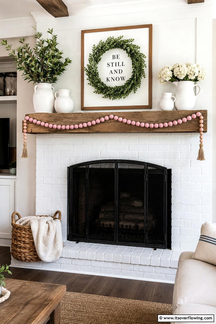 Pink Wooden Bead Garland - 50 Pink Fall Decor Ideas Roundup- Soft Seasonal Vibes