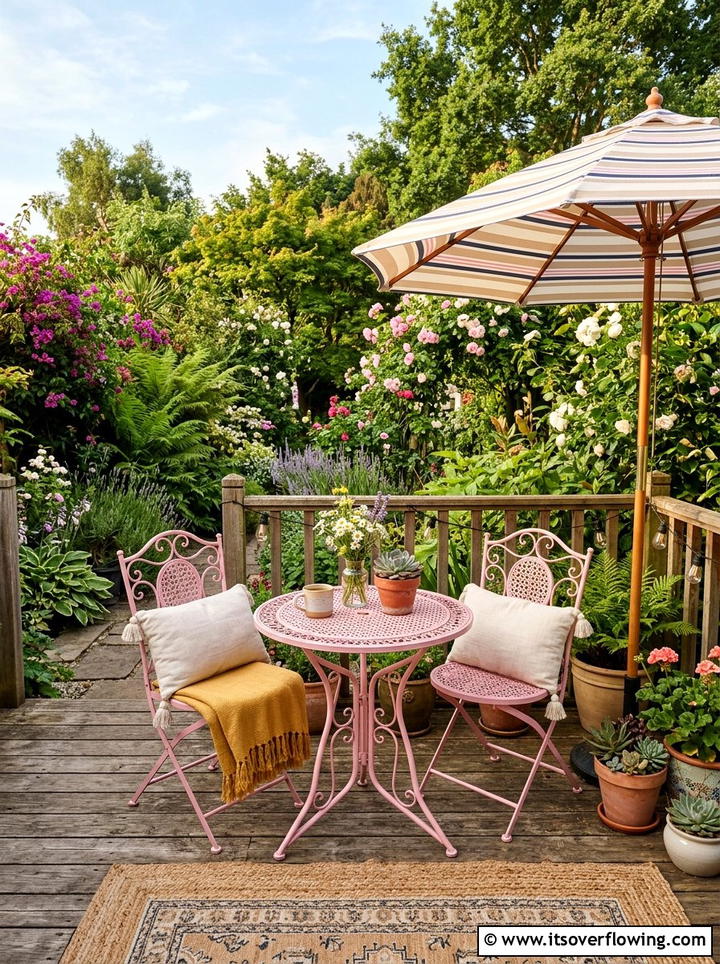 Pink metal patio set - 25 garden decor ideas with colorful accents