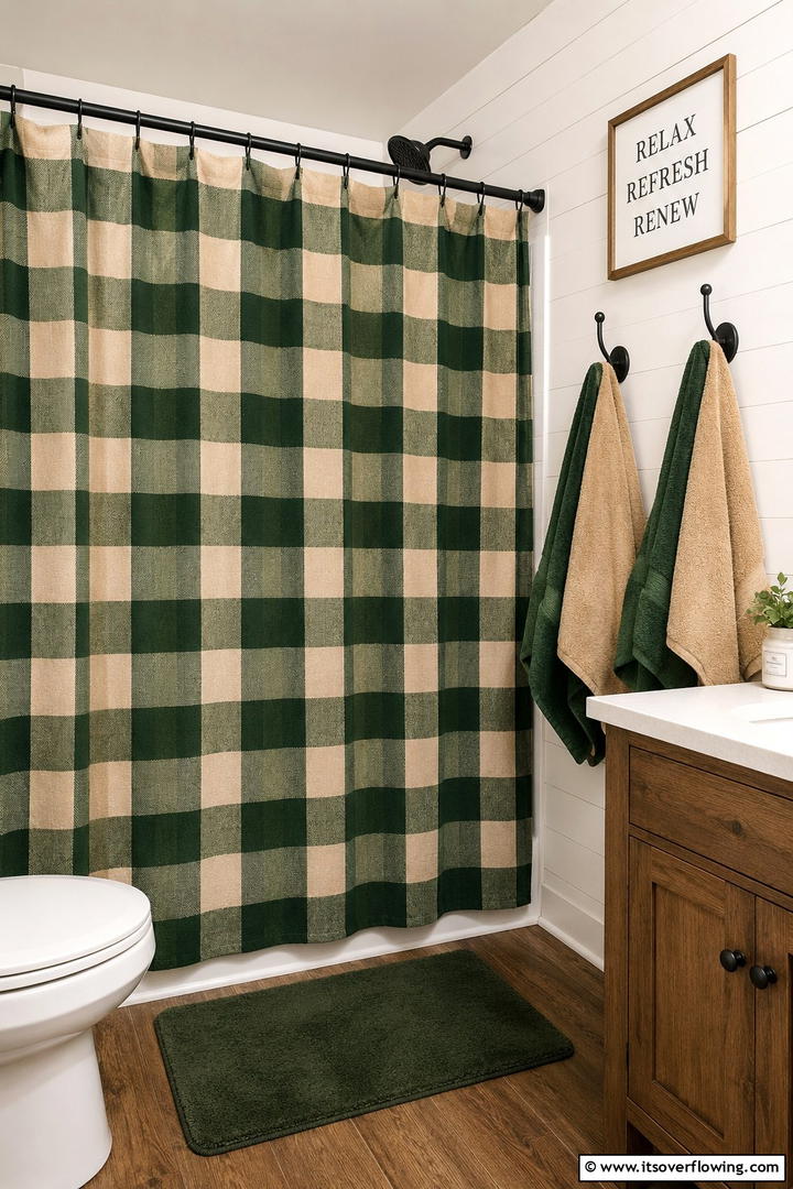 Plaid Pattern Textiles - 50 Fall Bathroom Decor Ideas Roundup- Timeless Tips