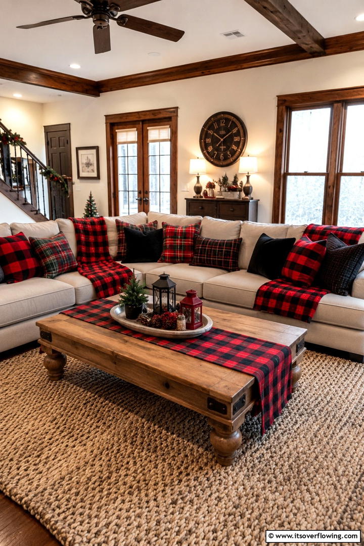 Plaid Pattern Throughout Living Space - 50 Fall Decor Ideas for A Cozy Seasonal Refresh at Home