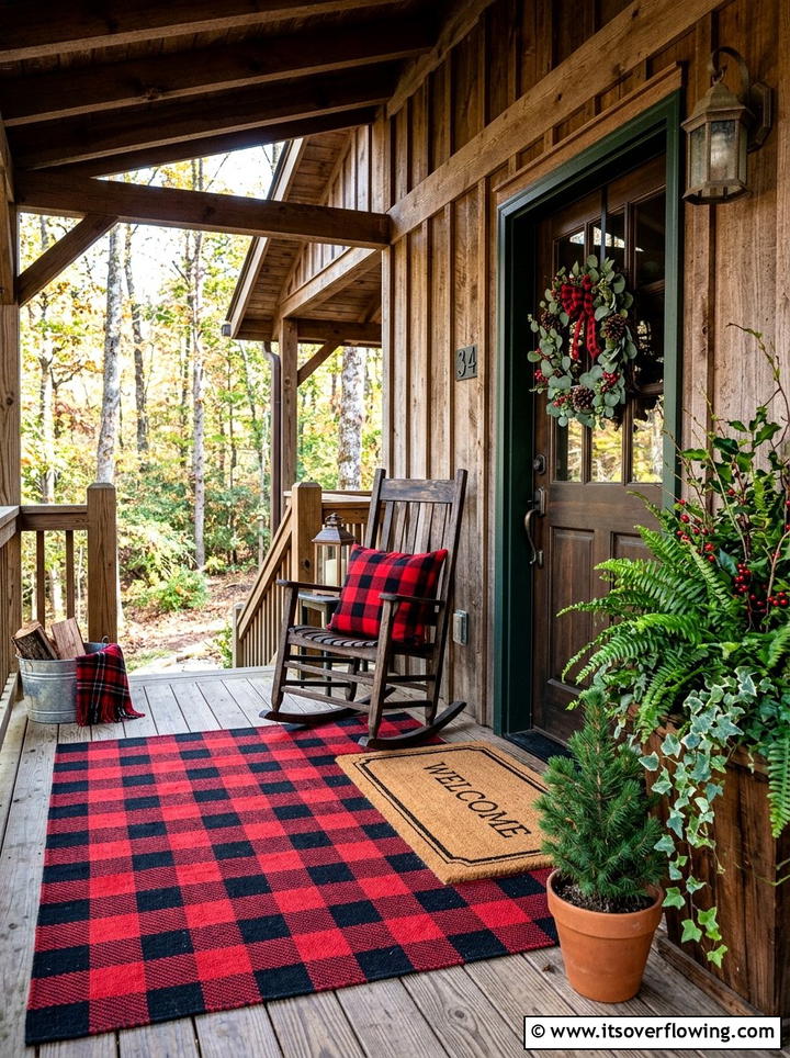 Plaid Porch Accents - 25 front porch decor ideas for christmas