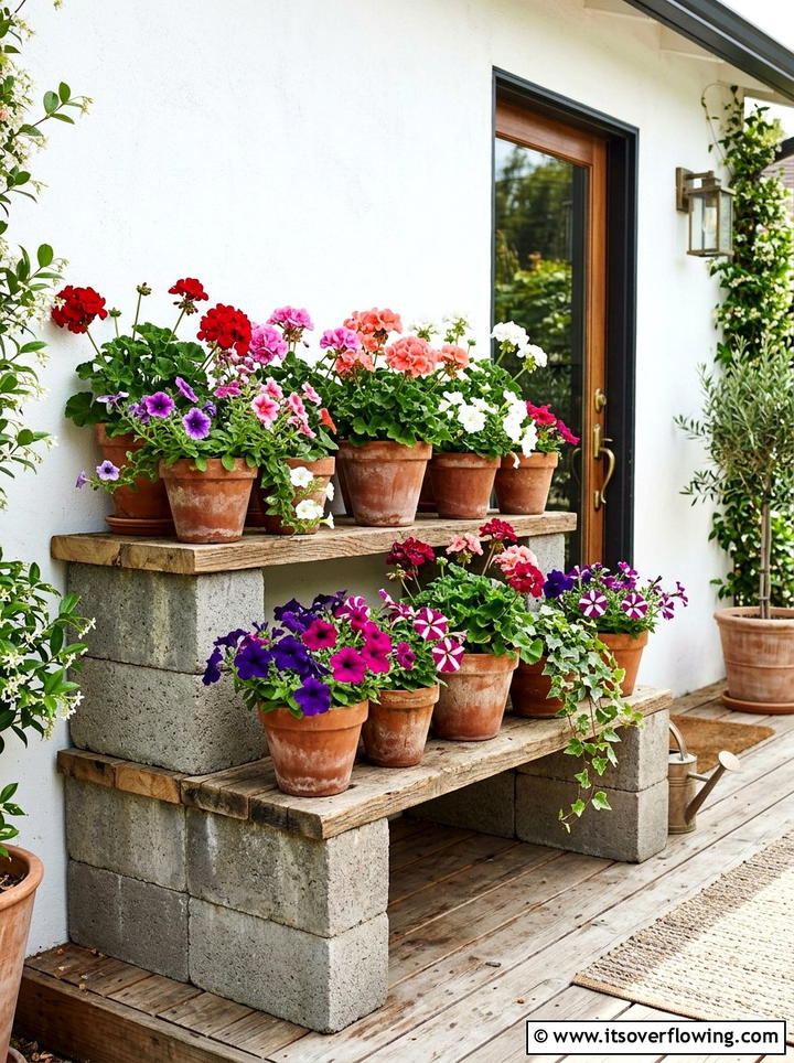 Plant Stand - 25 recycled garden ideas with concrete blocks