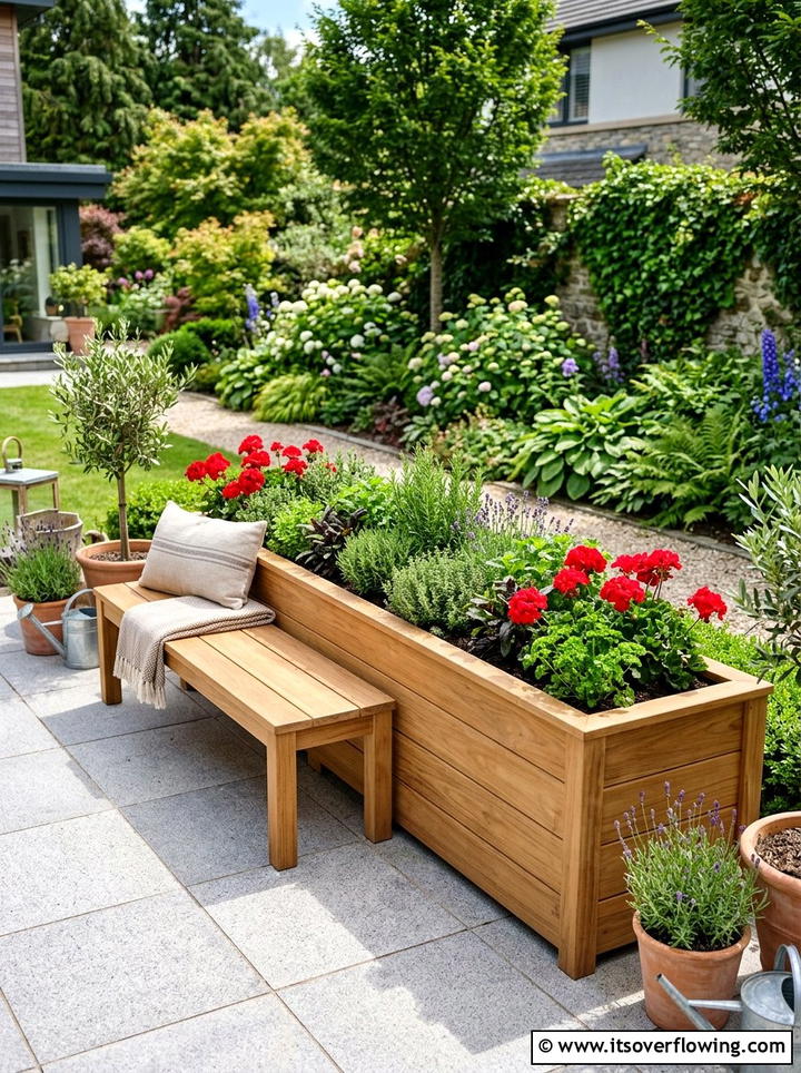 Planter Box With Integrated Seating - 25 garden ideas with bench seating