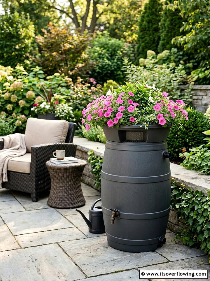 Planter top rain barrel - 25 garden ideas with rain barrels