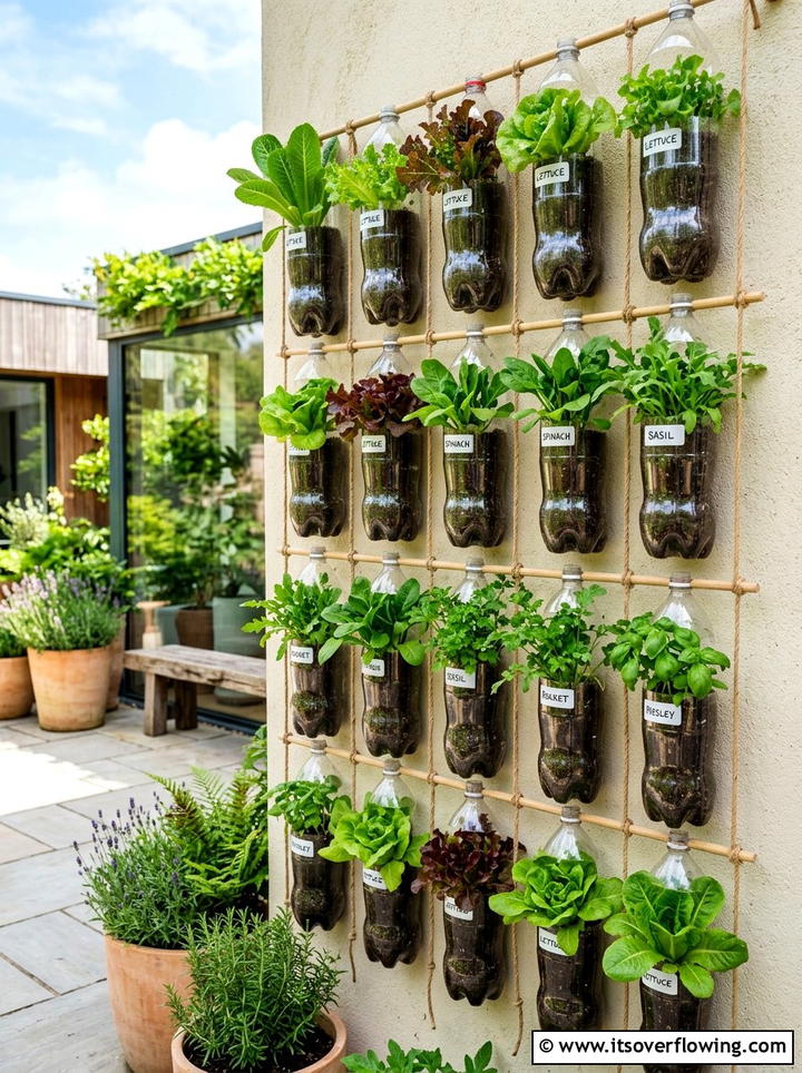 Plastic Bottle Garden - 25 upcycled garden ideas for tiny yards