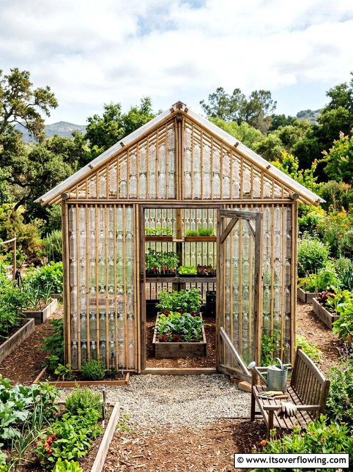 Plastic Bottle Greenhouse - 25 recycled garden ideas