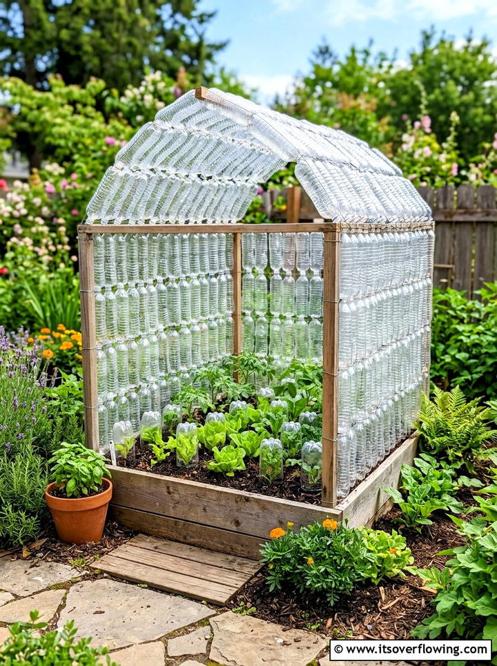 Plastic Bottle Greenhouse - 25 upcycled garden ideas for patios