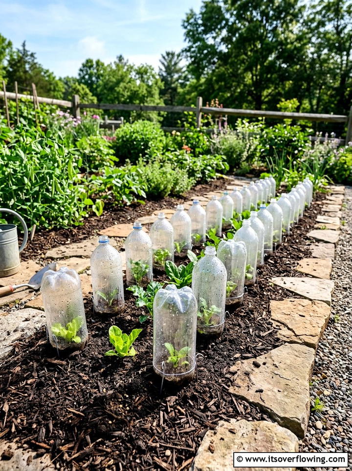 Plastic Bottle Greenhouse - 25 cheap garden ideas with composting