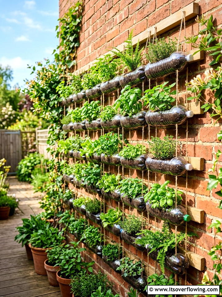 Plastic Bottle Vertical Garden - 25 reusing old things ideas for small garden