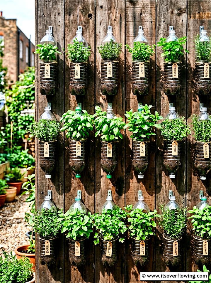 Plastic Bottle Vertical Garden - 25 upcycled garden ideas for community gardens