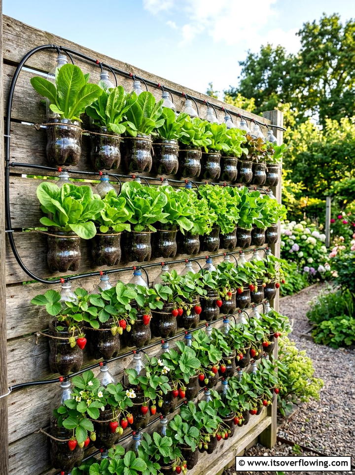 Plastic Bottle Vertical Garden - 25 backyard decorating ideas with recycled materials