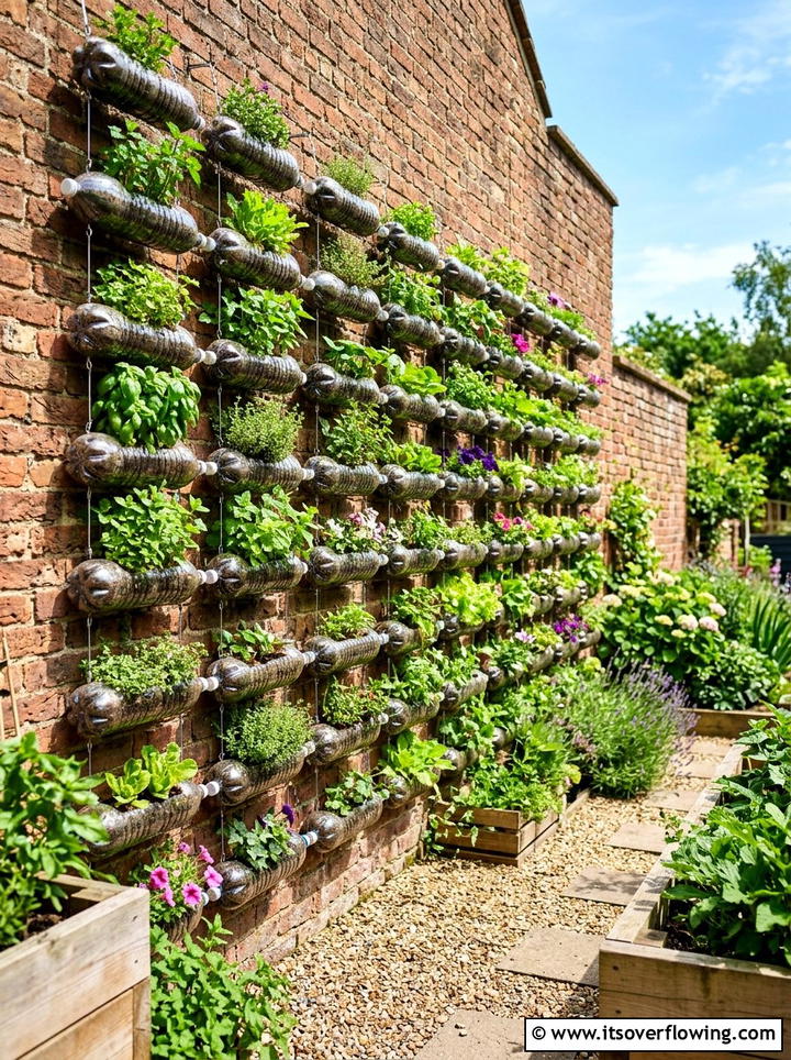 Plastic Bottle Vertical Gardens - 25 recycled garden ideas with eco friendly decor