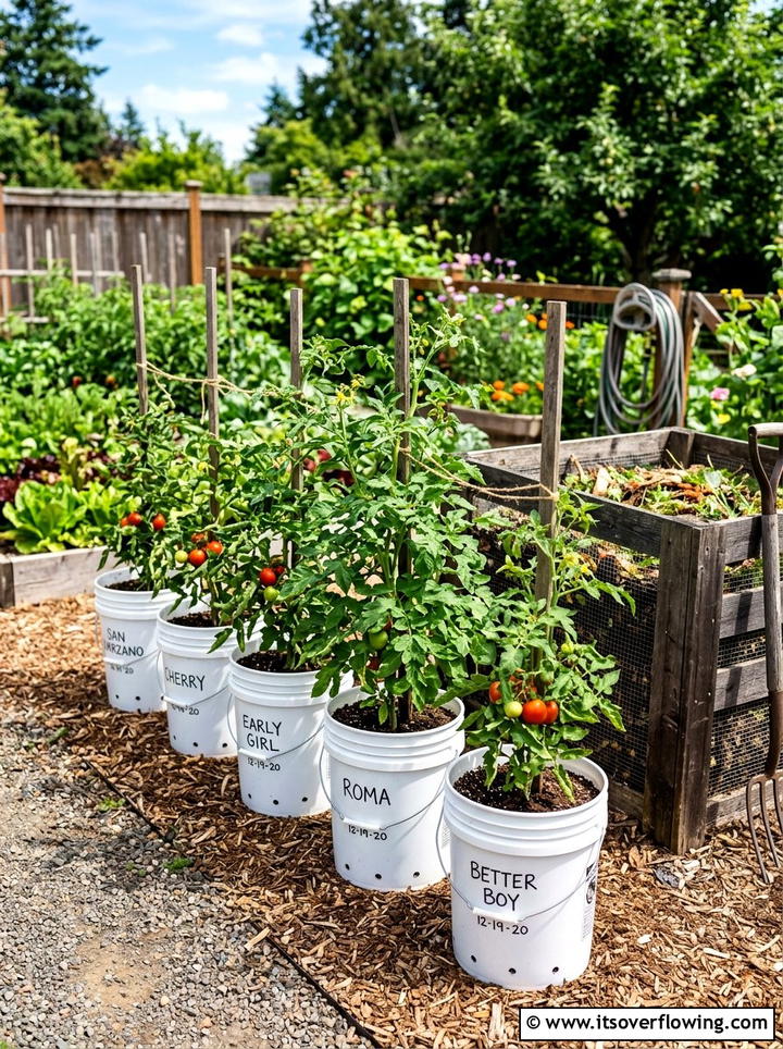 Plastic Bucket Container Garden - 25 recycled garden ideas with leaf mold bins