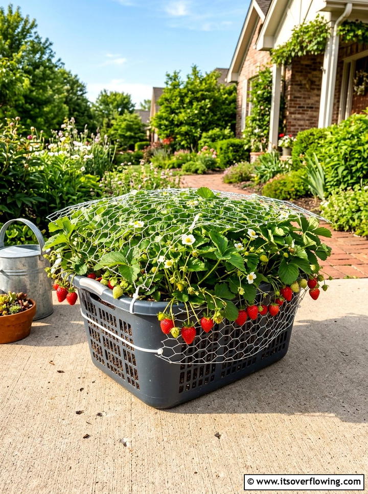 Plastic Laundry Basket Planter - 25 recycled garden ideas with self watering planters