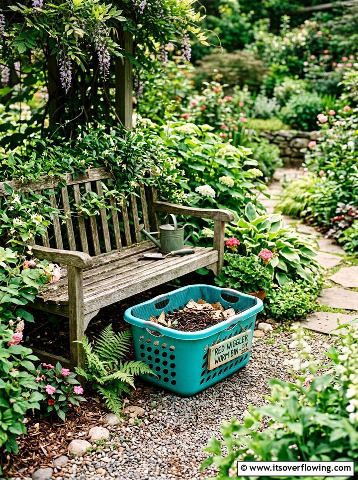 Plastic Laundry Basket Worm Bin - 25 recycled garden ideas with worm bins