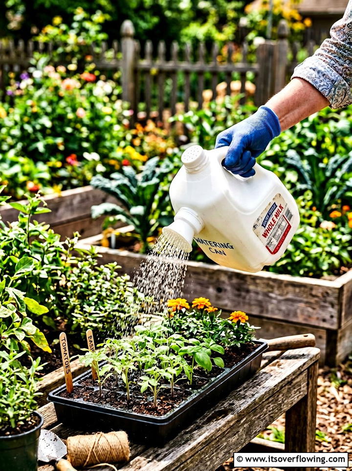 Plastic Milk Jug Watering Can - 25 recycled garden ideas with composting
