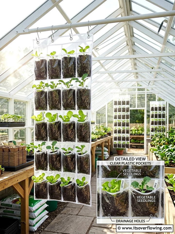 Plastic Shoe Pocket Vegetable Starter - 25 creative garden ideas with shoe planter wall
