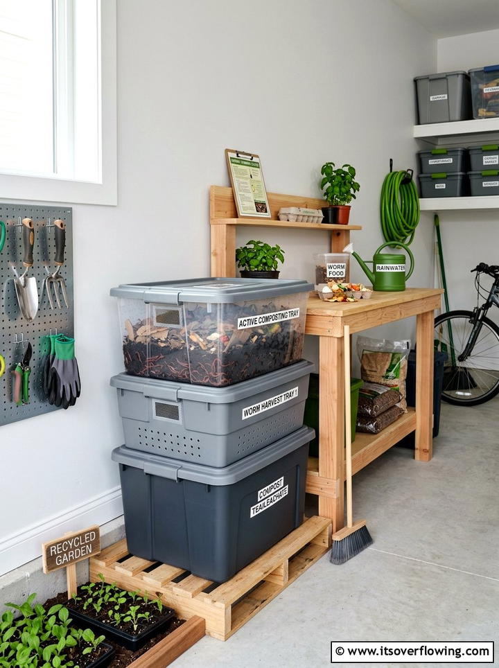 Plastic Storage Tote Worm System - 25 recycled garden ideas with worm bins